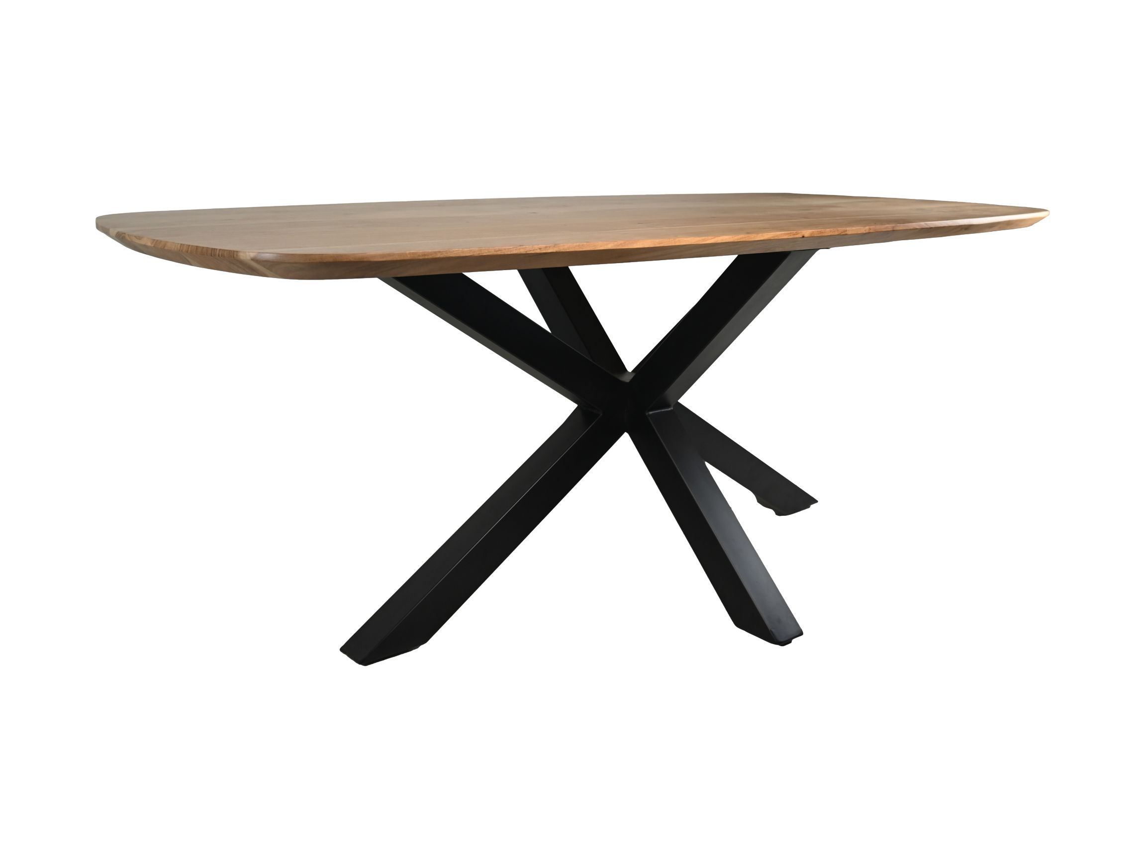 Ovale tafel Santorini- 180x100x76 - Naturel/zwart - Acacia/metaal